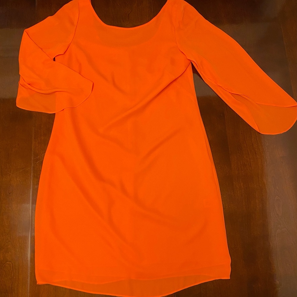 Orange flounce sleeve dress sz 10